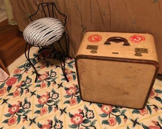 vintage stool and suitcase
