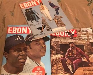 vintage 1970's ebony magazines. Wilt Chamberlin Hank Aaron