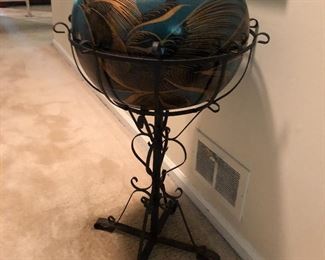 Mexican Clay Pot and Iron Stand