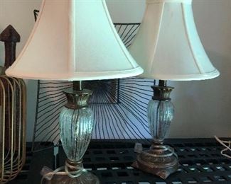 pair of glass lamps