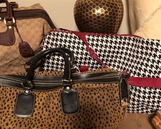 leopard and houndstooth overnight bags