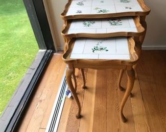 Set of 3 Nesting Tables with Tile Tops