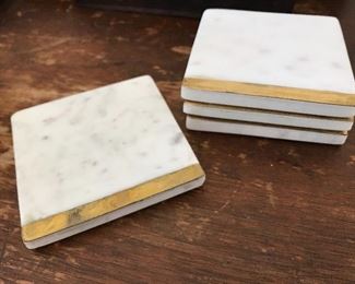 Vintage Marble and Brass Coasters