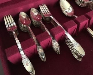 Silver-plate Flatware in Wood chest