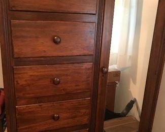 Vintage Wood Wardrobe with Mirror