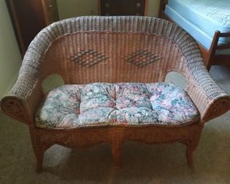 Vintage wicker loveseat with matching chairs