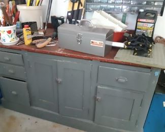 Fabulous painted antique workbench