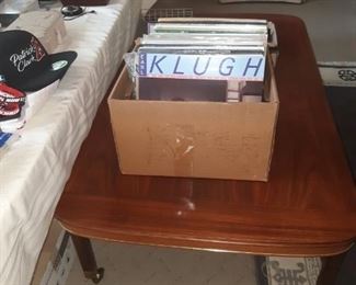 Records, coffee table and end tables