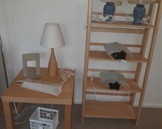 Bookshelves and side tables