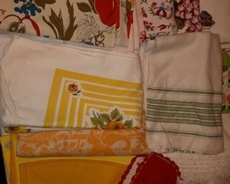 Really nice selection of vintage linens from table cloths to pillowcases
