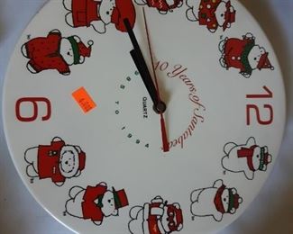 1994 10 years of Santa bear porcelain clock