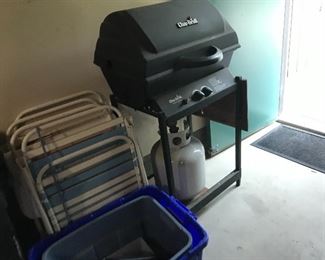 CharBroil Gas Grill and Folding Patio Chairs