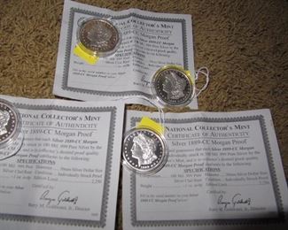 Silver Morgan Proof Copies                                                                              All coins firm, cash only offered on Friday only