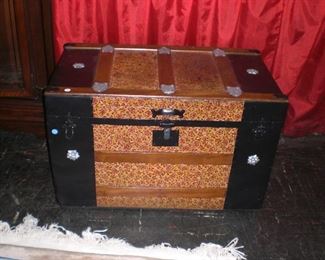 tembossed tin trunk c.1880