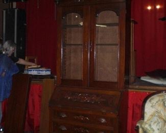 rosewood drop front secretary bookcase c.1860