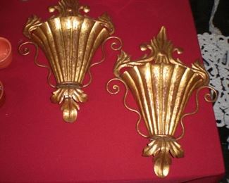 gilt tin wall pockets