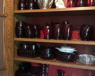 Red glassware - mid-century and vintage raspberry glass too