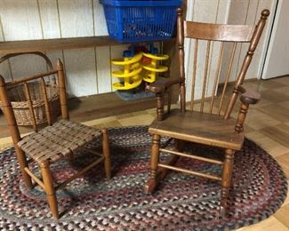Children's chairs and rag rug