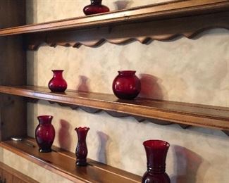 Red glass vases - hand-blown