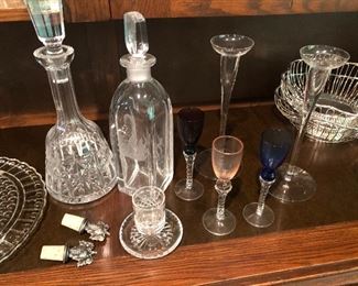 Brandy decanters, candle holders and appertiff glasses