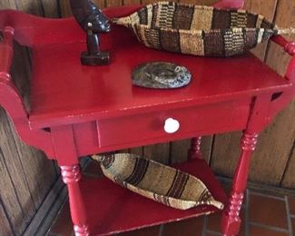tea cart with woven baskets 
