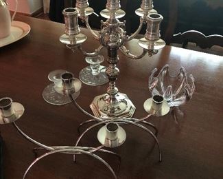 Dansk silver-plate candle holders and silver-plated candelabra