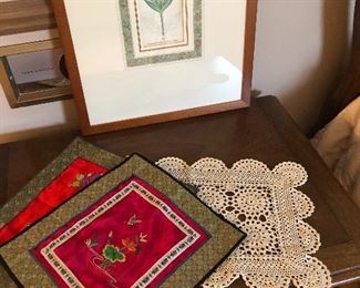 FRAMED PRINT AND SILK PILLOW COVERS
