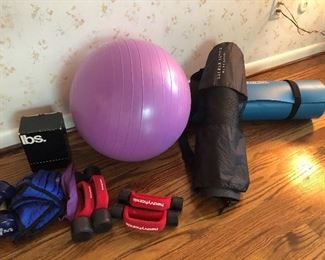 HAND WEIGHTS, EXERCISE BALLS, AND YOGA MATS