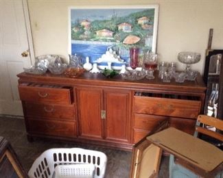 Credenza and nice carnival and cut glass
