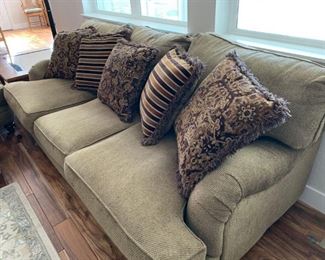 Sofa, Loveseat, Chair, and Footstool - Brown tones