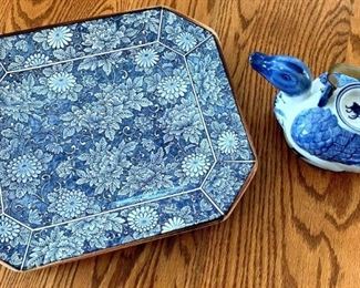 Japanese Handpainted Plate and Duck Teapot