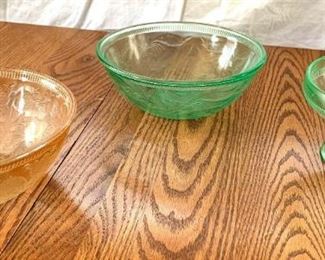 Depression Glass Green and Amber 