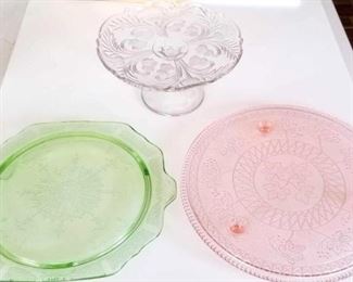 Depression Glass Cake Plates