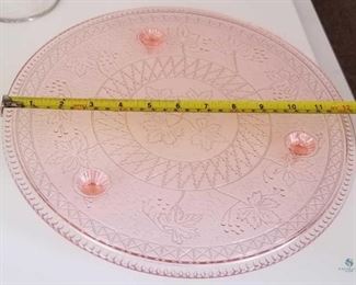 Cake Plate- Pink Depression Glass