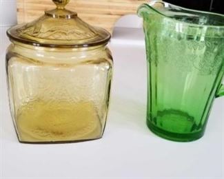 Depression Glass Pitcher and Canister