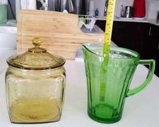 Canister and Pitcher-depression glass