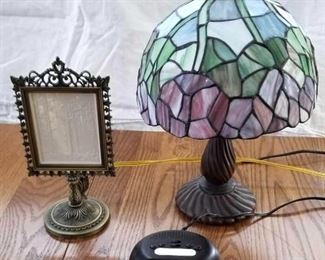 Tiffany style lamp, and Lighted scene