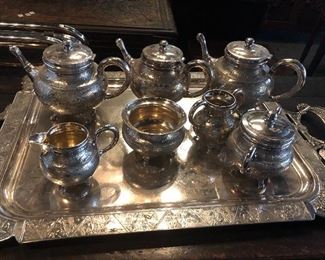 1880s Antique Silver Plate Tea Set