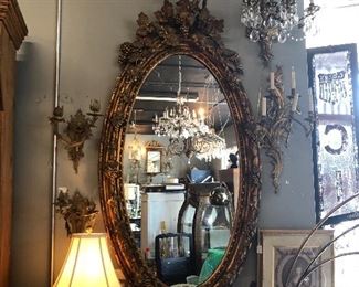 Antique Italian Gilt Mirror with Grapes