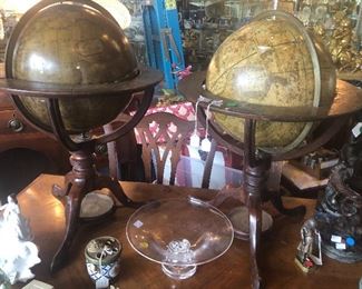 Pair Antique English Terrestrial & Celestial Globes