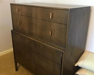 Mid Century Rare Ray Sabota High Boy Dresser for Mount Airy with Enameled brass pulls 