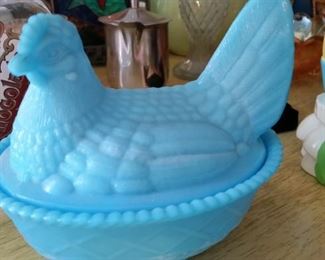 Blue Glass Hen