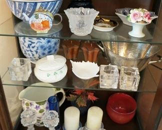 Misc. porcelain, glassware, decorative items