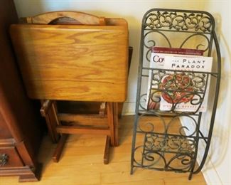 Wooden TV trays, Metal magazine stand