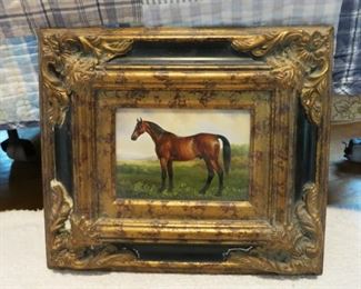 Vintage framed horse painting