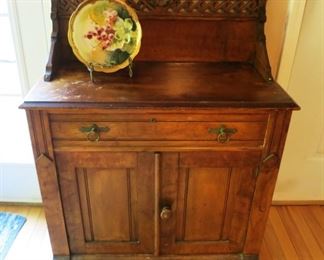 Antique chest, hand painted bowl