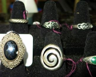 Sterling & unmarked costume rings