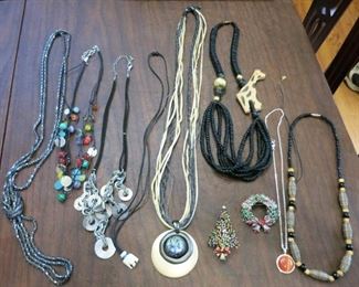 Costume necklaces, Christmas pins
