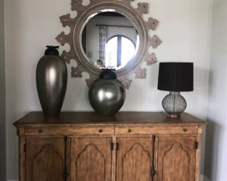 Global views ceramic jars. Bernhardt credenza.Pre-sale available at highlinefurniture.com please visit website for pricing information.