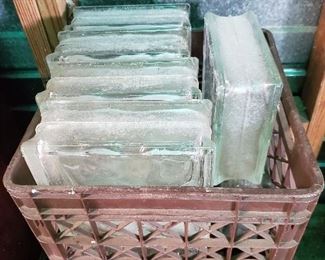 Several boxes of  glass blocks.